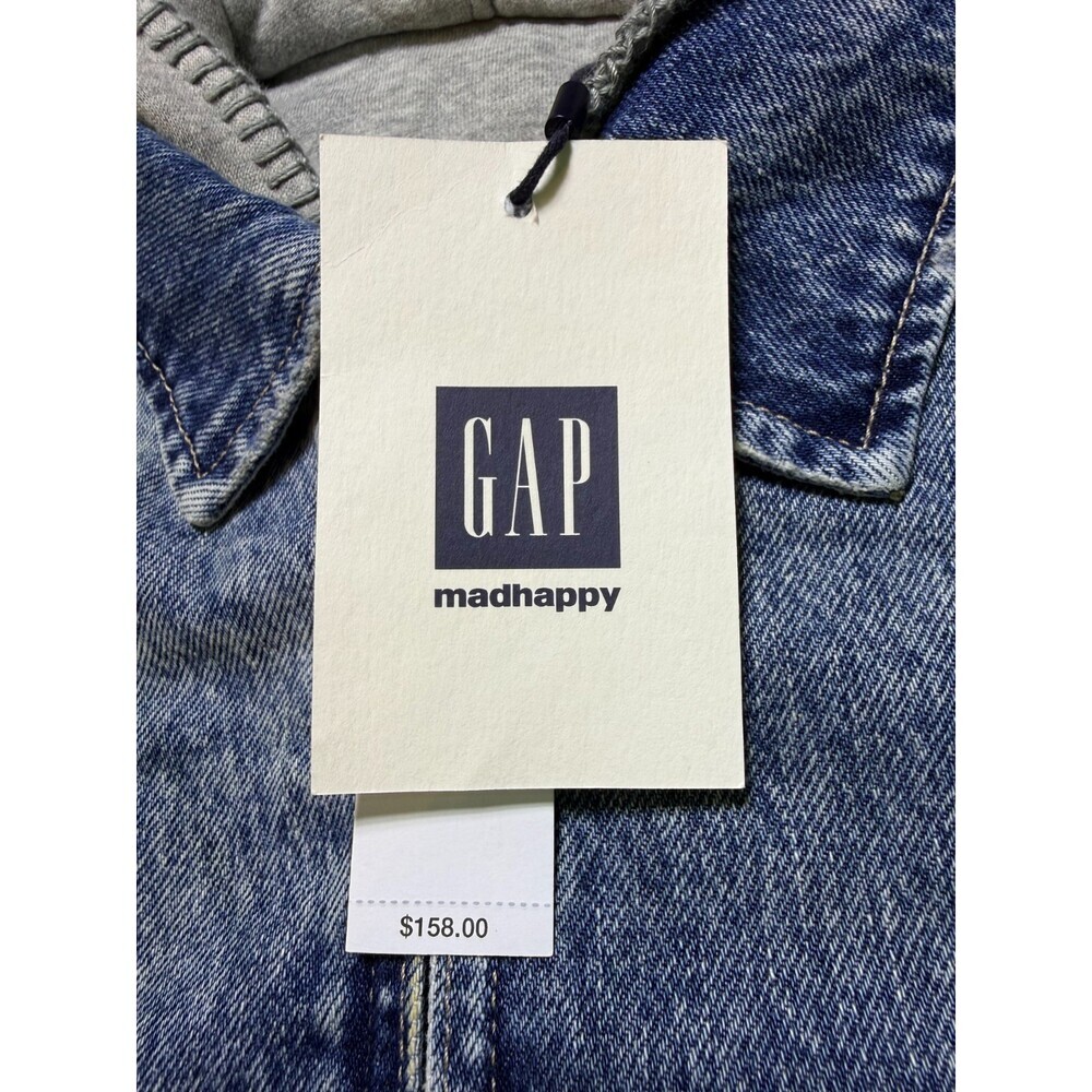 Gap X MadHappy Denim Jacket Men's Medium Blue Full-Zip Hooded Long Sleeve Collar - Picture 7 of 12